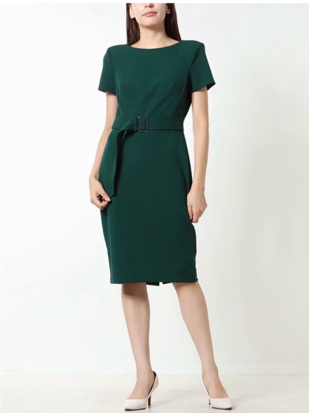 Calvin Klein Dark Green Belted Midi Dress